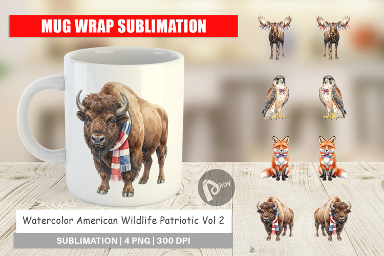 American Wildlife Patriotic Mug Wrap