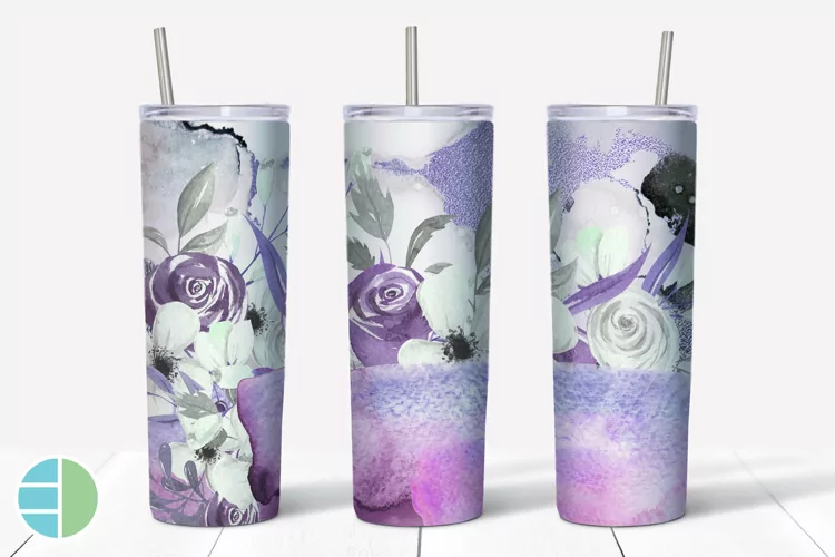 Skinny Tumbler Sublimation Designs - Watercolor Flowers