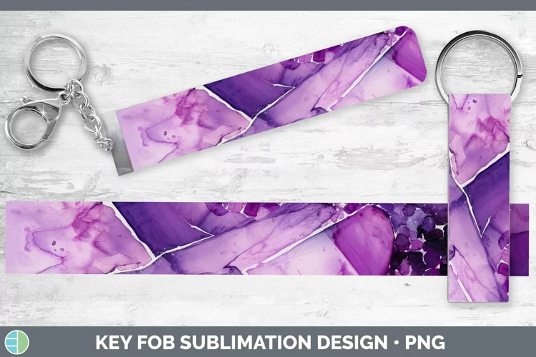 Watercolor Amethyst Key Fob Sublimation Wristlet Designs