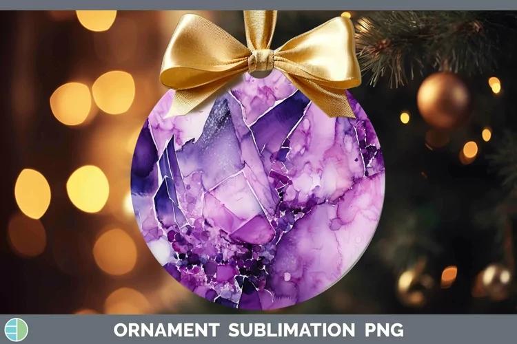Watercolor Amethyst Ornament Sublimation Bauble Designs