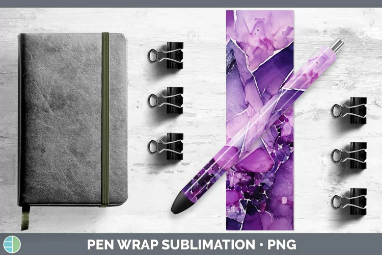 Watercolor Amethyst Pen Wrap Sublimation Epoxy Pen Designs