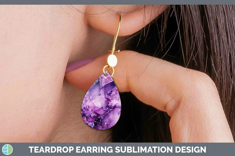 Watercolor Amethyst Teardrop Earrings Sublimation Earrings D