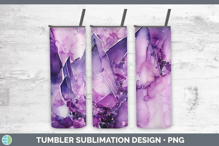 Watercolor Amethyst Tumbler Sublimation 20 oz Skinny Tumbler