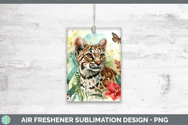 Watercolor Andean Mountain Cat Air Freshener Sublimation Car