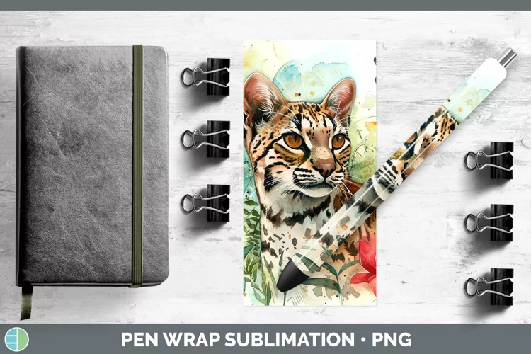 Watercolor Andean Mountain Cat Pen Wrap Sublimation Epoxy Pe