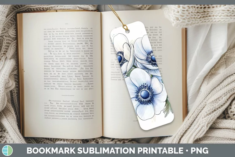 Watercolor Anemone Bookmark Sublimation Printable Designs