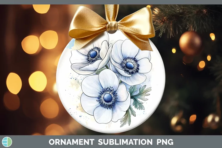 Watercolor Anemone Ornament Sublimation Bauble Designs