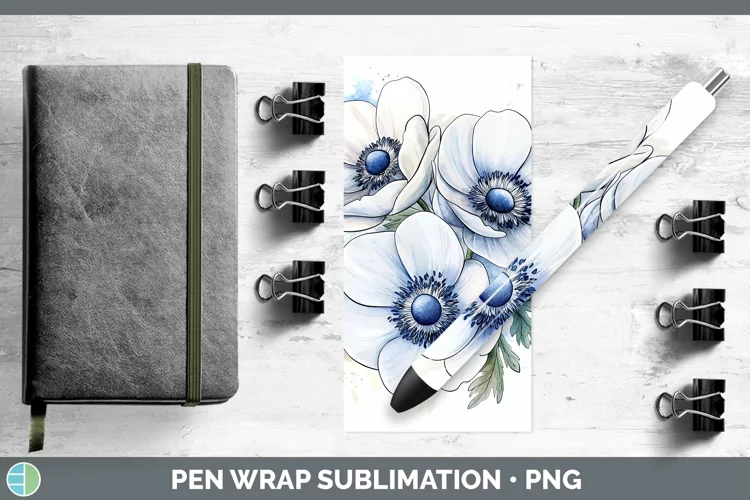Watercolor Anemone Pen Wrap Sublimation Pen Designs