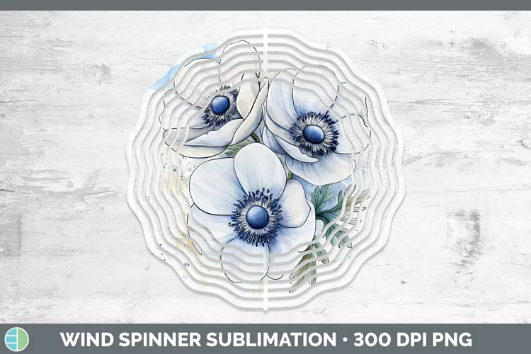 Watercolor Anemone Wind Spinner Sublimation Spinner Designs