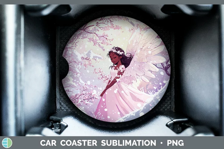 Watercolor Angel Car Coaster Sublimation Designs
