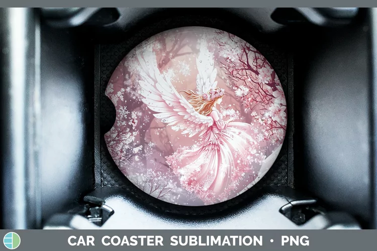 Watercolor Angel Car Coaster Sublimation Designs