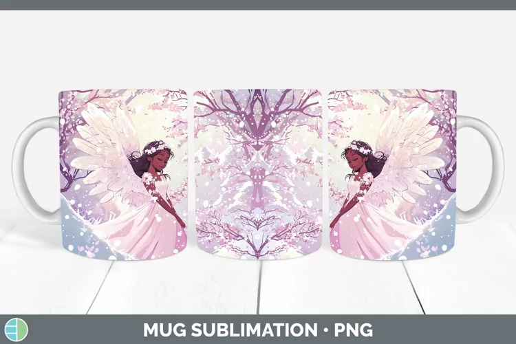 Watercolor Angel Mug Wrap Sublimation Coffee Cup Designs