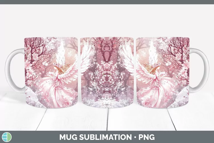 Watercolor Angel Mug Wrap Sublimation Coffee Cup Designs