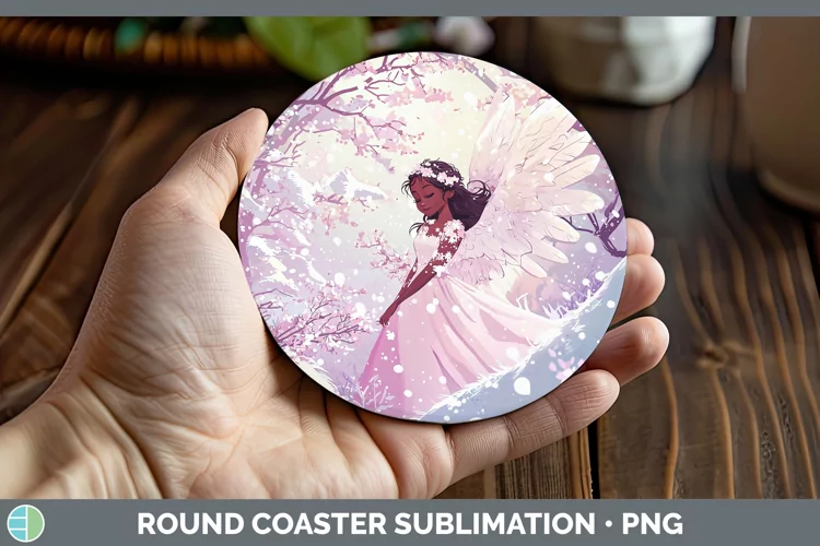 Watercolor Angel Round Coaster Sublimation Coaster Designs