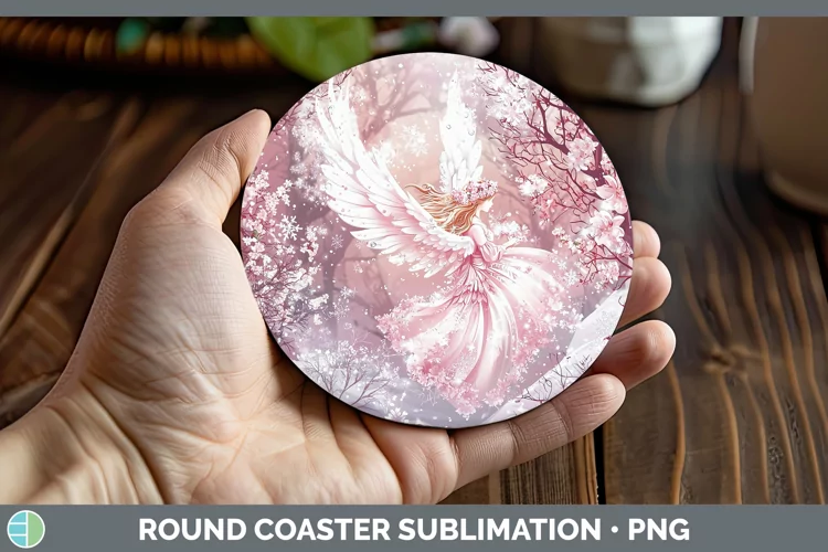 Watercolor Angel Round Coaster Sublimation Coaster Designs