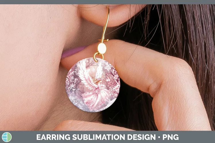 Watercolor Angel Round Earrings Sublimation Earrings Designs