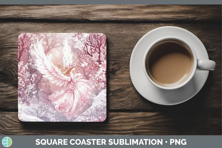 Watercolor Angel Square Coaster Sublimation Coaster Designs