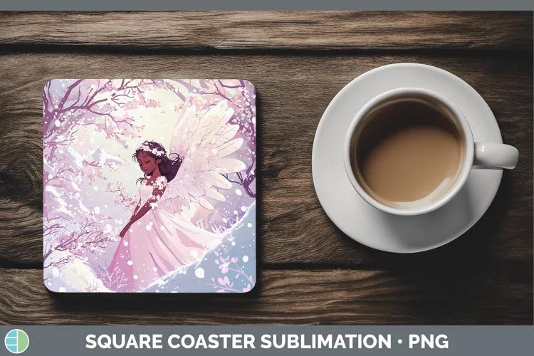 Watercolor Angel Square Coaster Sublimation Coaster Designs