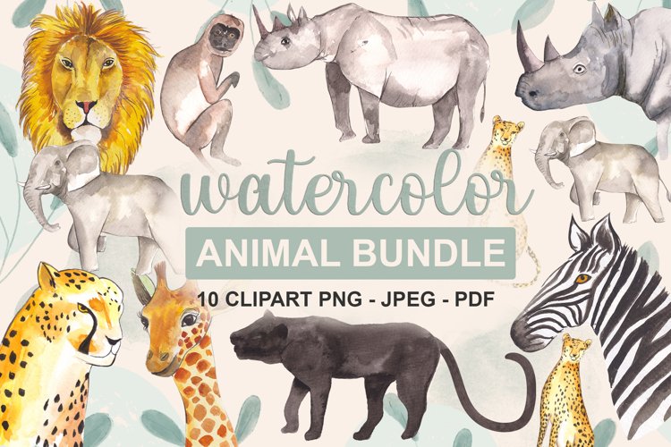 Watercolor Animal Bundle - Watercolor Clipart example image 1