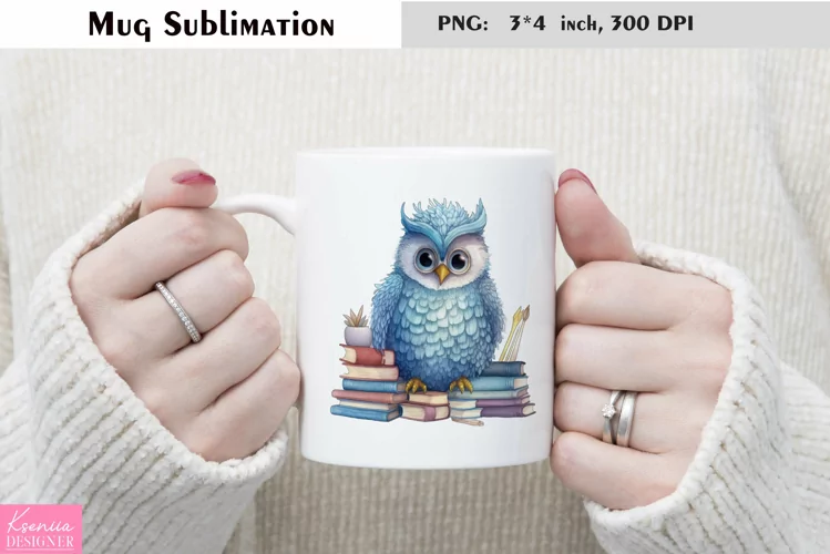 Watercolor Owl Mug Sublimation|Cartoon Design