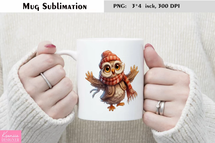Watercolor Owl Mug Sublimation|Cartoon Design