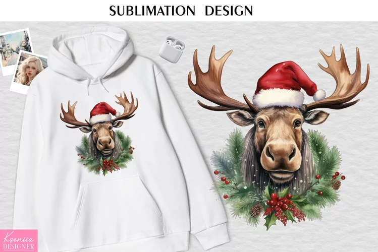 Christmas Moose Head|Glowing Garland| Animal Sublimation