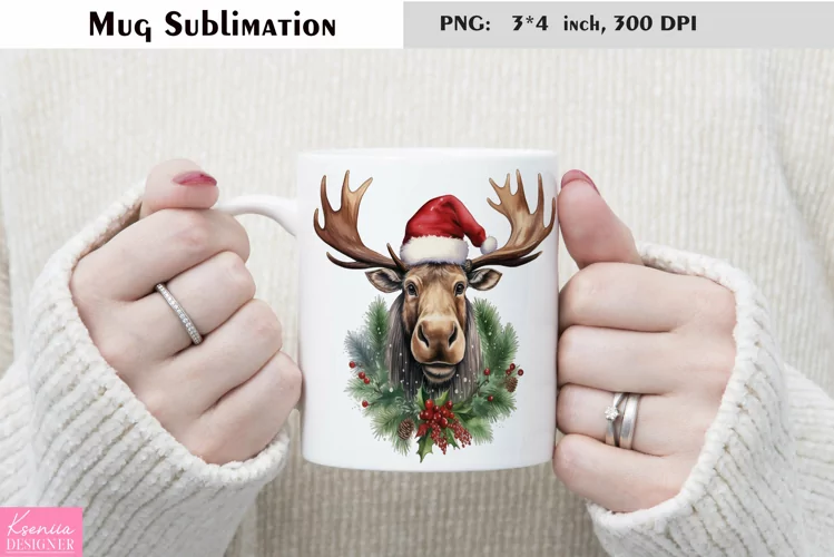 Watercolor Christmas Mug Sublimation|Cartoon Animal Design