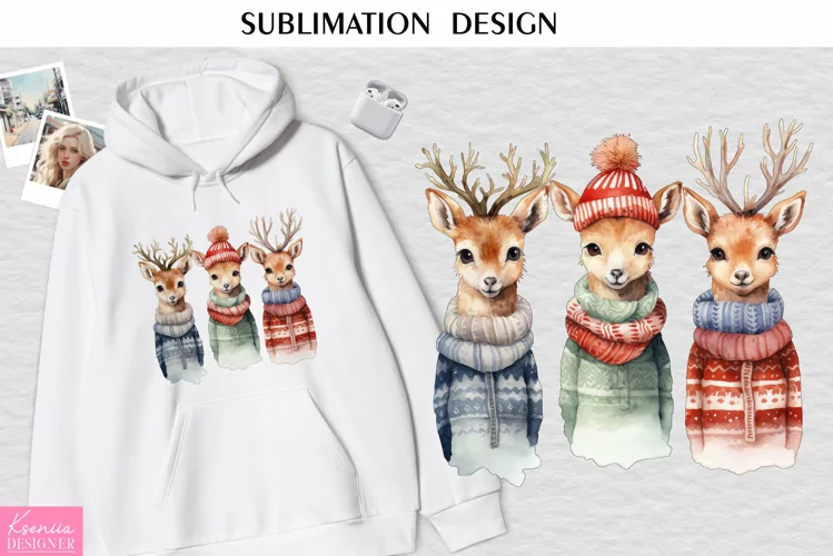 Reindeer Wearing Ugly Christmas Sweater|T Shirt Sublimation