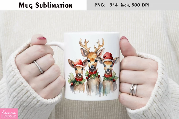 Watercolor Christmas Mug Sublimation|Cartoon Animal Design