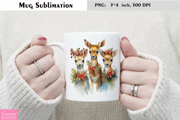 Watercolor Christmas Mug Sublimation|Cartoon Animal Design