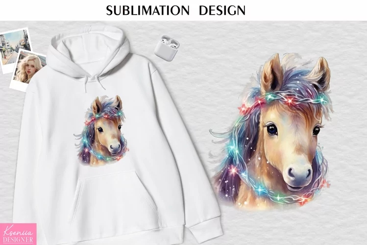 Watercolor Glowing Baby Horse| Watercolor Sublimation Design