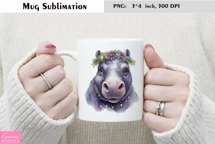 Watercolor Christmas Mug Sublimation|Cartoon Animal Design