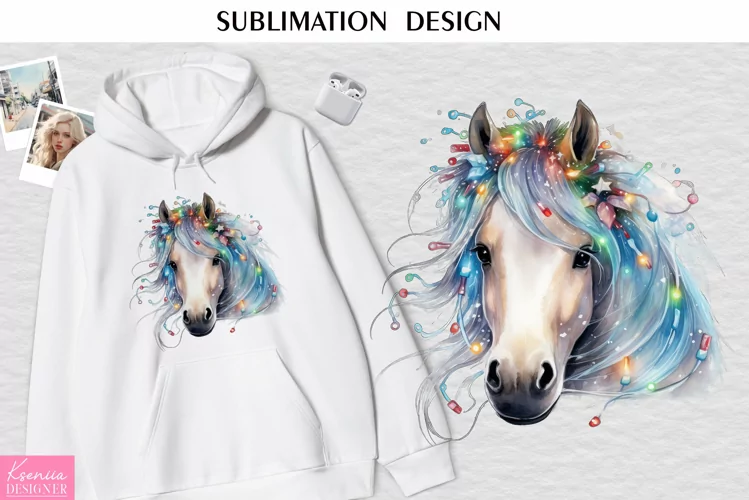 Watercolor White Horse Head| Christmas Sublimation Design