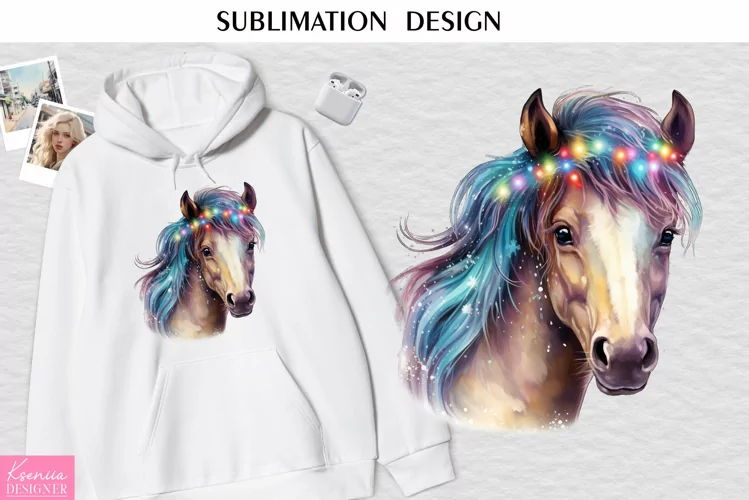 Christmas Horse Head|Glowing Garland| Animal Sublimation