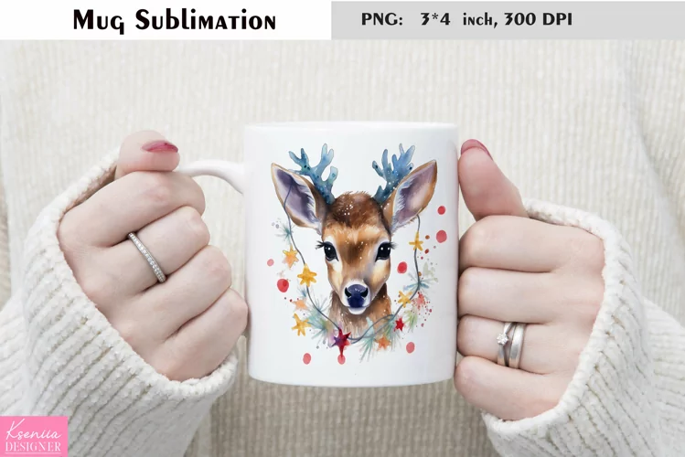 Watercolor Christmas Mug Sublimation|Cartoon Animal Design