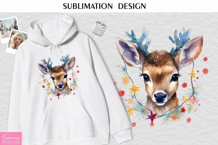Christmas Baby Reindeer|Glowing Garland| Animal Sublimation