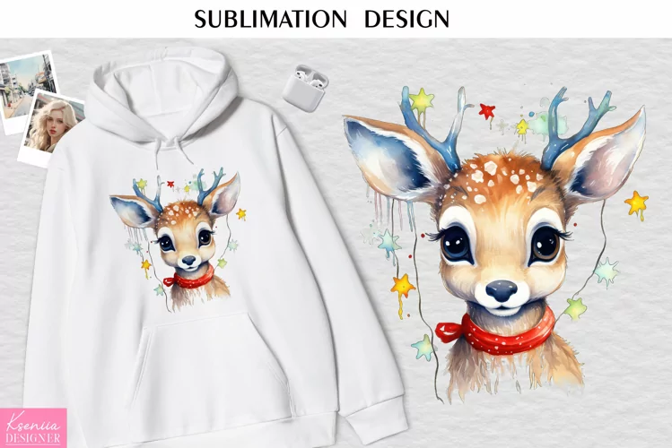 Christmas Baby Reindeer with Glowing Garland| Animal Design