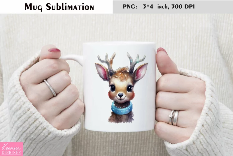 Watercolor Christmas Mug Sublimation|Cartoon Animal Design