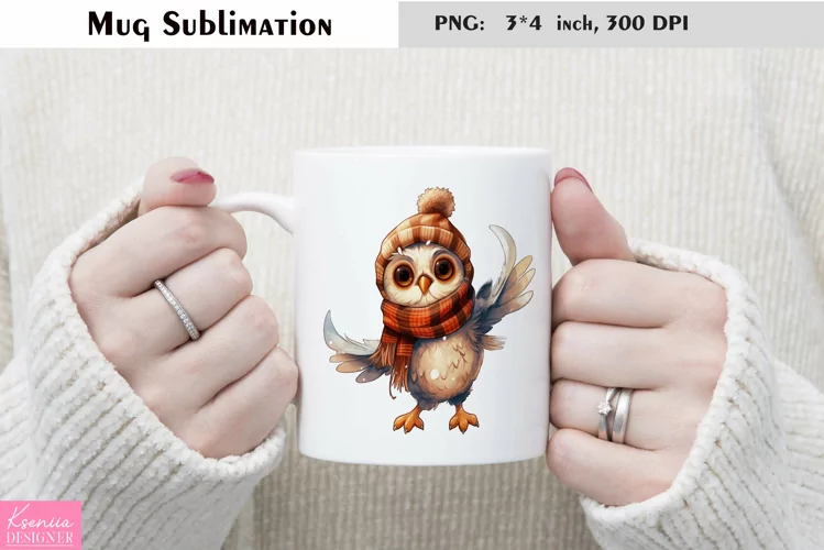 Watercolor Owl Mug Sublimation|Cartoon Design