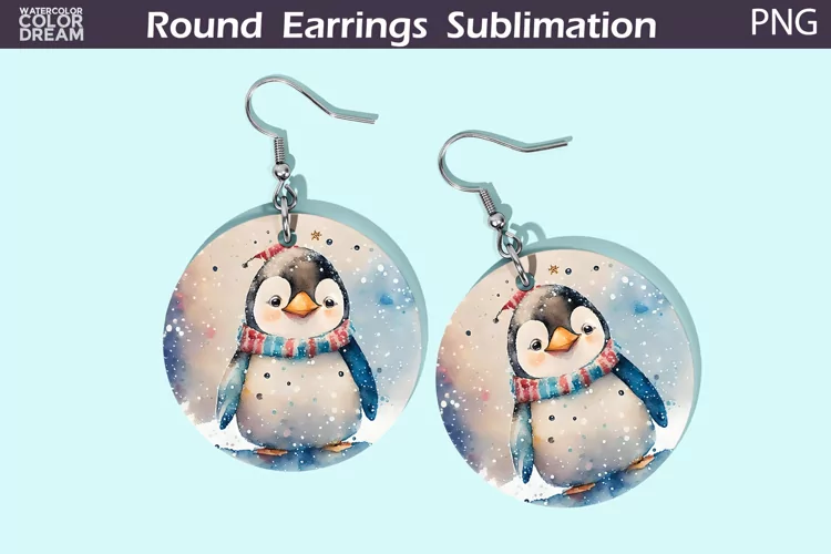 Christmas Penguin Round Earrings | Winter Animal Earrings