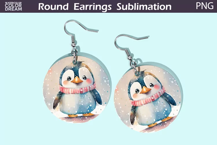 Christmas Penguin Round Earrings | Winter Animal Earrings
