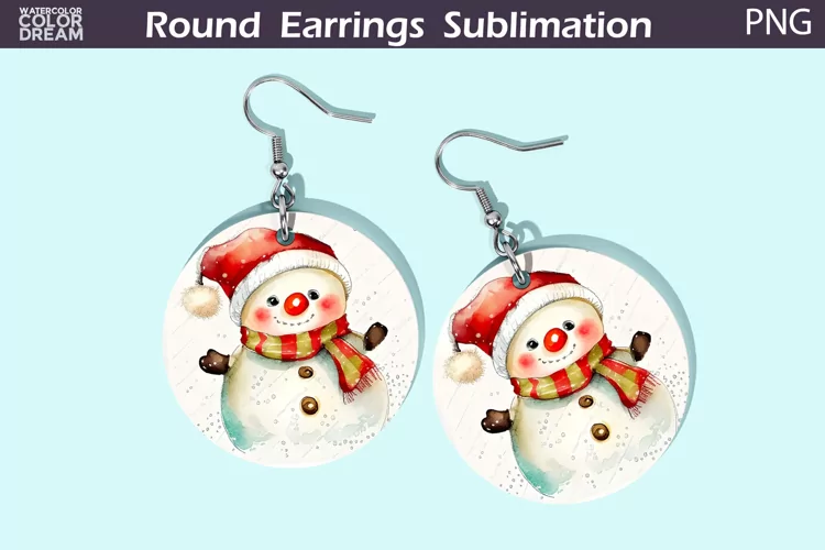 Christmas Snowman Round Earrings | Cute Snowman Earrings