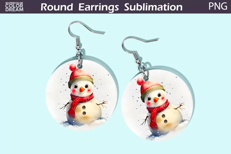Christmas Snowman Round Earrings | Cute Snowman Earrings