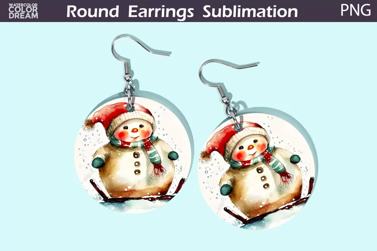 Christmas Snowman Round Earrings | Cute Snowman Earrings