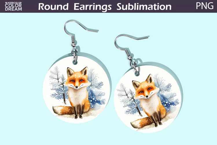 Christmas Fox Round Earrings | Winter Animal Earrings