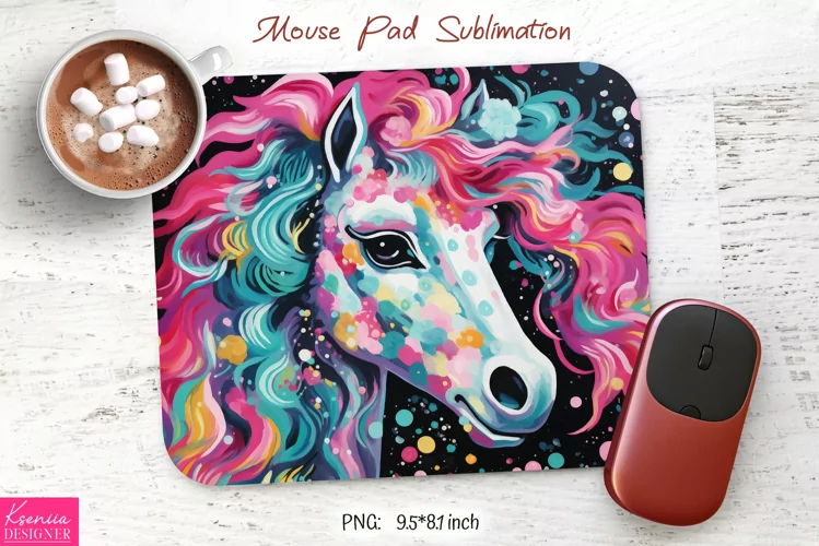 Beautiful Rainbow Horse Head|Animal Mouse Pad
