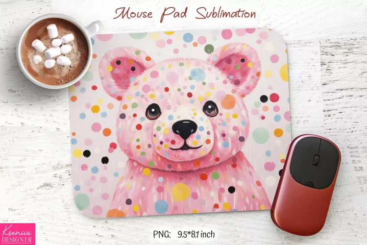 Caroon Pink Bear Head| Mouse Pad Sublimation