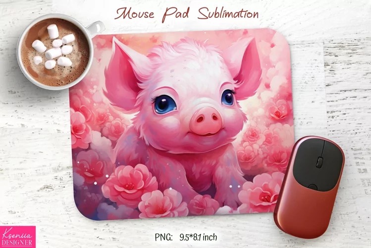 Cute Pink Little Pig|Animal Mouse Pad Sublimation