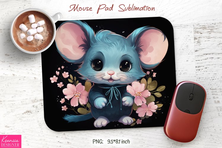 Watercolor Cartoon Floral Mouse|Kids Mouse Pad Sublimation