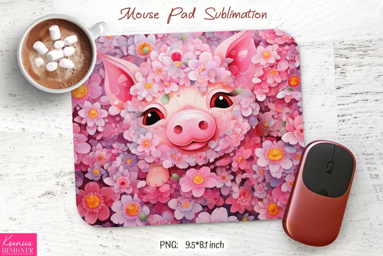 Cute Pink Little Pig|Animal Mouse Pad Sublimation